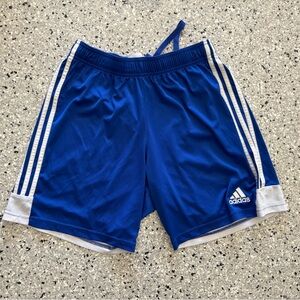 adidas Royal Blue Athletic Soccer Shorts 6” with White Stripes